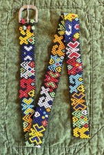 VTG Colorful Native American Beaded Belt 28 Inches Long