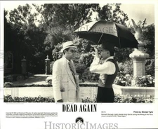 1991 Press Photo Kenneth Branagh and Andy Garcia on set of "Dead Again."