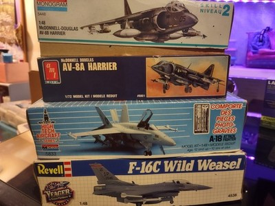 1/48 and 1/72 Scale Lot Of  4  US Fighter Planes. Build Or Parts. Used Kits