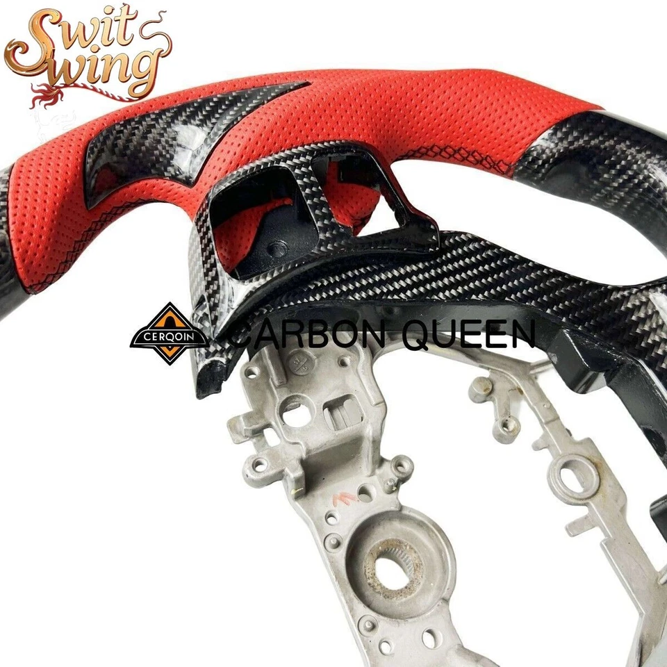 QS CARBON FIBER STEERING WHEEL FOR LEXUS ISF200/250/300/350/200T/500 14-23YS/RED - Imagem 3 de 4