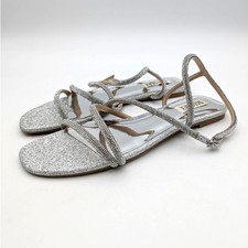 Badgley Mischka Collection Ivie Ankle Strap Sandals Womens Silver Sz US9.5M EU40