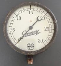 Vintage Large US Gauge Co. Pressure Gauge - Crescent Needle - 0-30 Range Ratrod