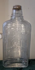 Antique Vintage Old Mr. Boston Brand Whiskey Bottle Embossed Clear Glass 8.5"