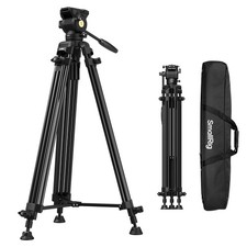 73''/186cm Heavy Duty Aluminum Alloy Video Tripod, Max Load 8kg 18lbs , Flui...