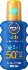 NIVEA SUN Kids Protect & Care SPF 50+ Coloured Spray (200Ml), Sunscreen Protects 52.50 per litre