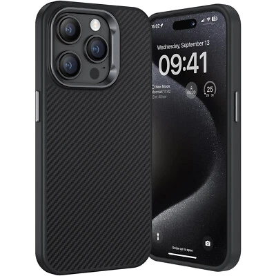 MARKENLOS Funda protectora de fibra de carbono para iPhone 17 16 15 14 13 Pro Max Magsafe