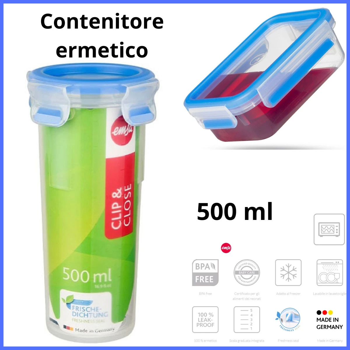 MineSign Confezione Da 4 Contenitori Impilabili Per Frigorifero