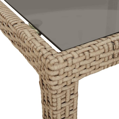 Homgoday Garden Table 150x90x75 Tempered Glass and Poly Rattan Beige, G5C5 - Picture 5 of 6