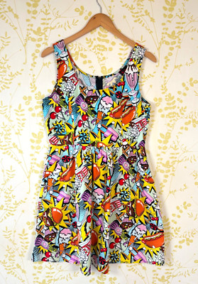 MODCLOTH FOLTER Pop Art ''good enough to eat'' Fit and Flare Kleid XL