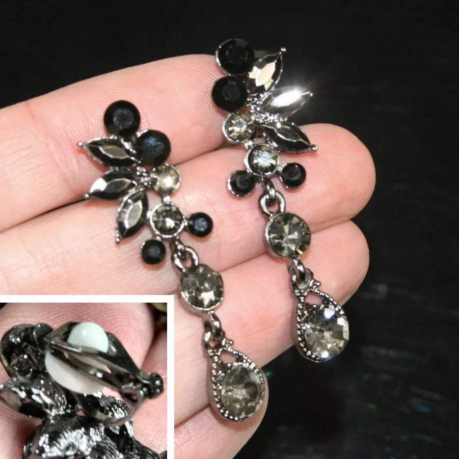 Gunmetal crystal best sale earrings