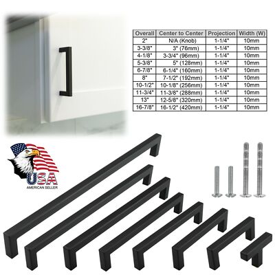 #ad Black Kitchen Square Corner Cabinet Handles Drawer Pulls Knobs Stainless Steel $407.15