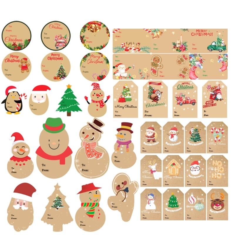 Christmas Holiday Adhesive Labels for Gift Boxes & Envelopes  