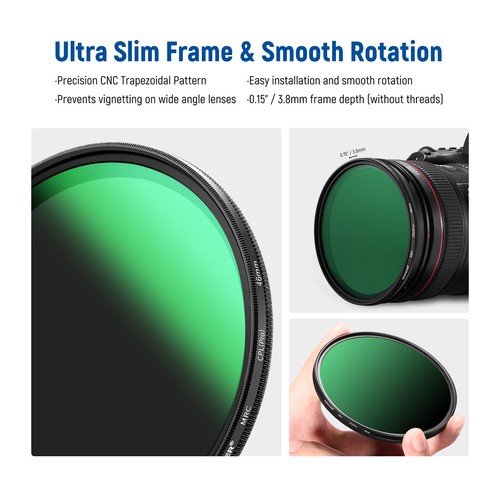 NEEWER 46mm Polarizer Filter, CPL Filter with 30 Layers Nano Coatings Polarizing - Picture 6 of 8