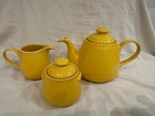 Retro Rayware 1980s 1990s yellow ceramic tea set - teapot sugar bowl & milk jug