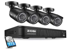 ZOSI 2MP 8CH POE NVR 2MP Outdoor Motion Detection Security Camera System 1TB HDD