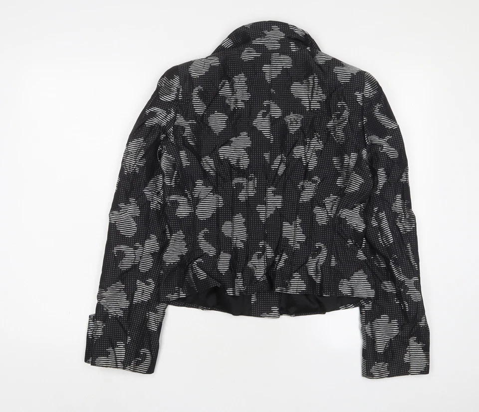 Armani Collezioni Womens Black Geometric Jacket Blazer Size 16 Button - Pleated - Image 2 of 4