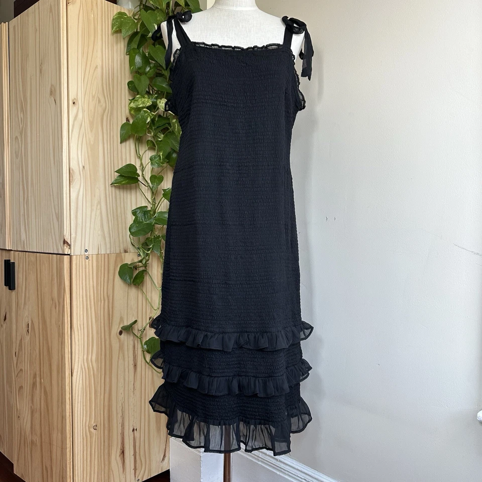 Vestido Abercrombie & Fitch Midi Negro Para Mujer 3XL Pequeña Fiesta Foto 2 de 4