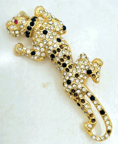 6 Vntg Brooch Pins: Big Cats, Dogs, Sea Creature, African Mask, Missing Stones - Picture 5 of 24