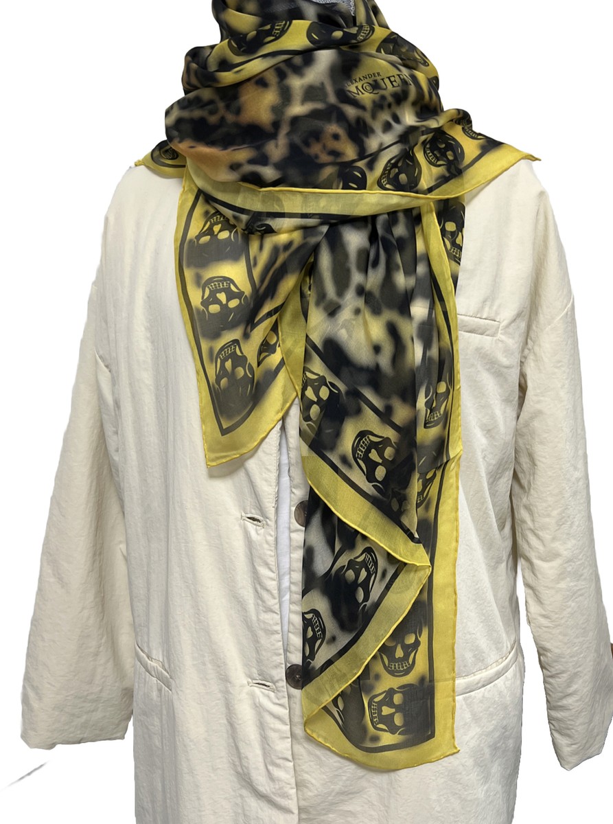Alexander McQueen Ombre Silk Skull Scarf - Yellow Black