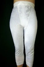Vintage SEARS SATIN GIRDLE Floral SHAPER LONG LEG THIGH BASE LAYER PANT PANTY XL