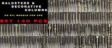140 PCS 3D STL Model BALUSTERS COLUMNS LEGS for CNC 4 AXIS Engraver Carving