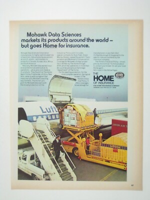 Vintage 1972 Mohawk Data Sciences Ad Lufthansa Cargo Home Insurance Company