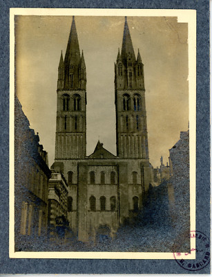 Tirage Photographique Vintage - Église Saint-Étienne De Caen - Format 10x13 Cm - Circa 1900