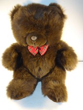 Large Plush Brown Teddy Bear 24" Unbranded Plaid Bow