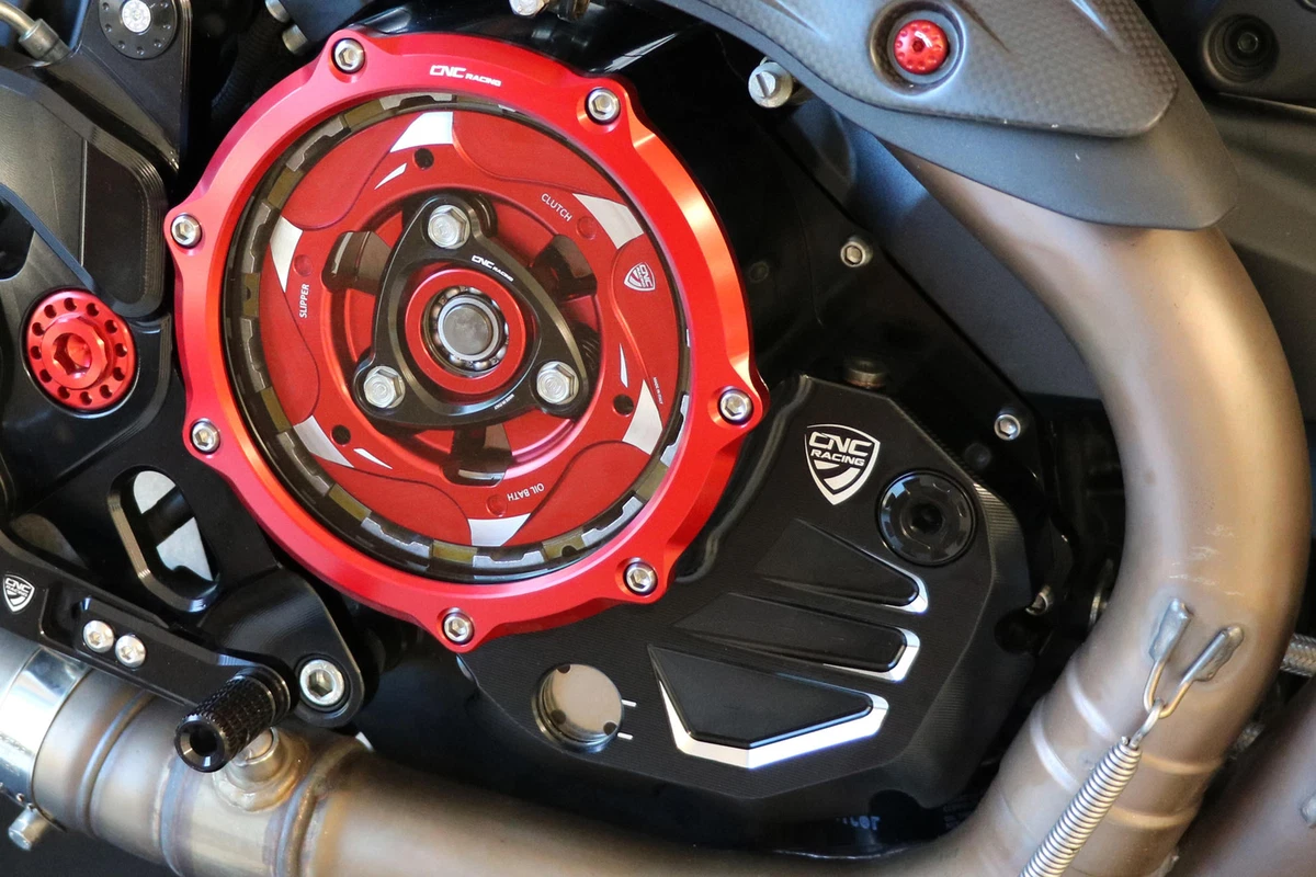 CNC Racing Clear Clutch Cover Oil Bath 12 BiColor For Ducati Streetfighter 848