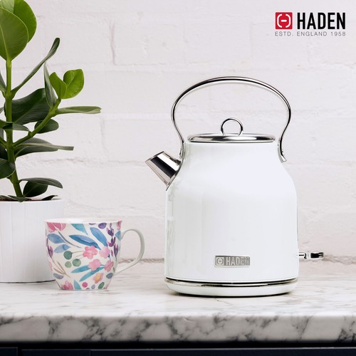 Haden 1,7 Liter Edelstahlgehäuse Retro Elektrischer Teekessel, Weiß (Offener Karton) - Bild 7 von 11