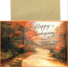 Happy Thanksgiving Across Miles Road Home Thomas Kinkade Hallmark Greeting Card