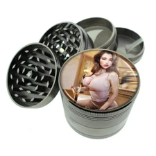 Moroccan Pin Up Girls D6 Titanium Grinder 4 Piece Magnetic Hand Mueller 