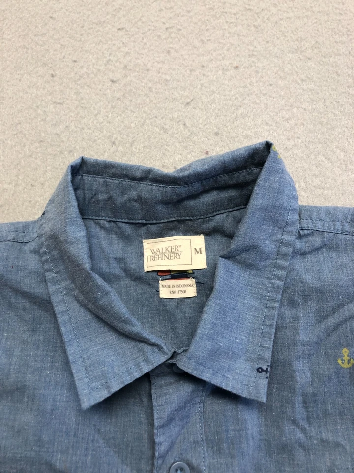 Camisa Walker Refinery Abotonada Para Hombre Mediana Estampado Náutico Cuello Informal Foto 2 de 4