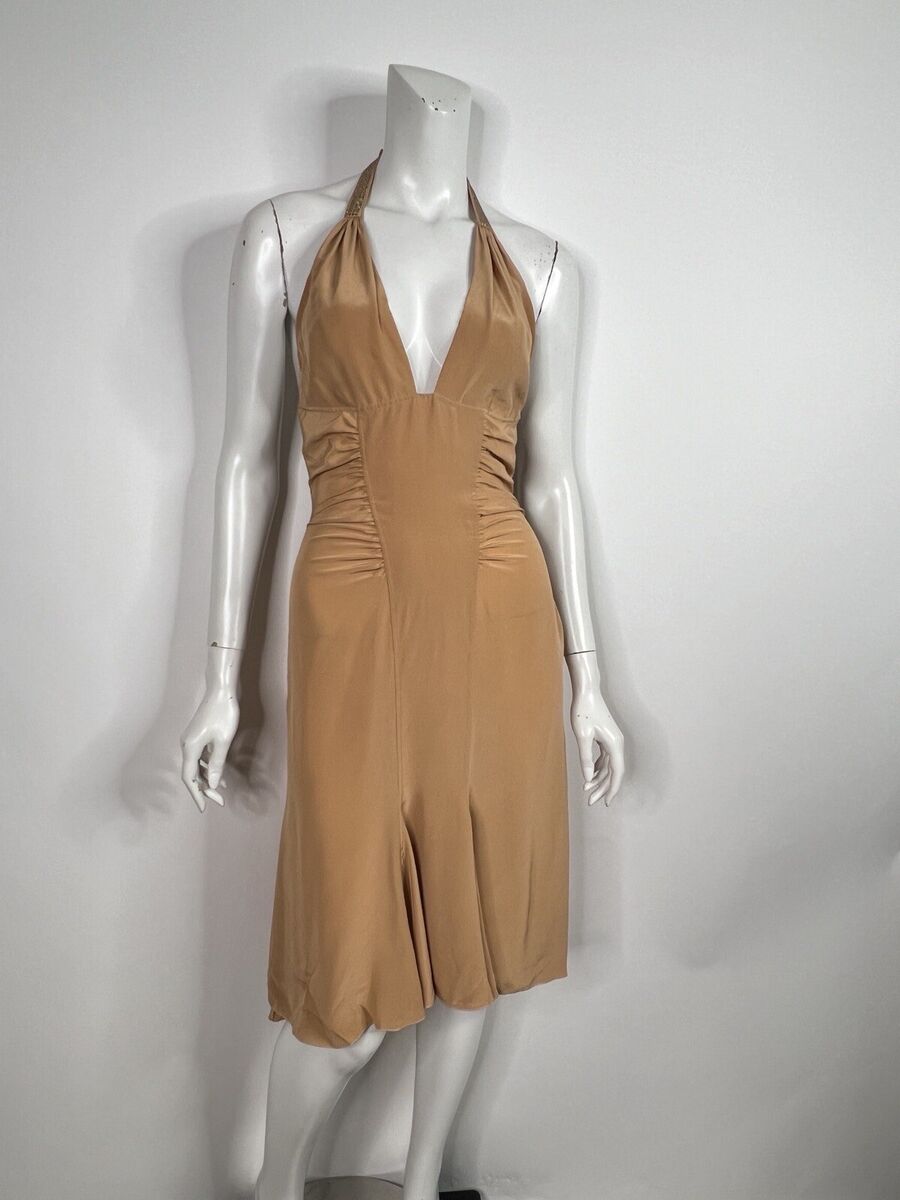 Vtg VERSACE C.2003 BROWN CRYSTAL HALTER SILK DRESS 42 US8 | eBay Vtg VERSACE C.2003 BROWN CRYSTAL HALTER SILK DRESS 42 US8 | eBay