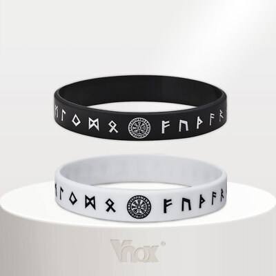 Vnox Mens Norse Viking Compass Runes Symbol Bracelet Amulet