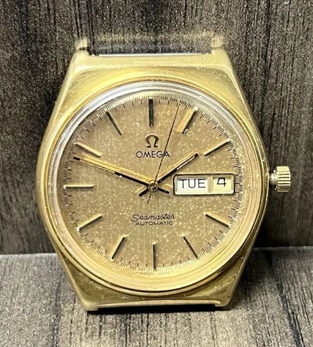 OMEGA Seamaster 166.0210 Cal. 1020 35mm Day Date Automatic Gold Dial Watch #1346