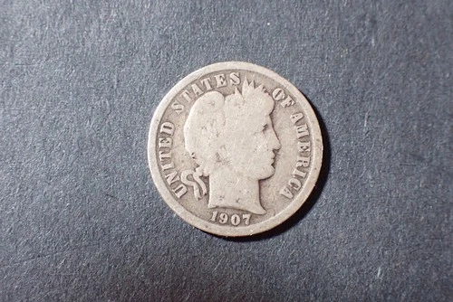 A Lot of one  silver Barber dimes dated  1907O Good Cond set RGR 505