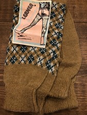 Vintage Knit Leg Warmers Lerners With Tag Camel Green Argyle