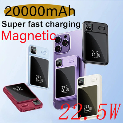 20000mAh Magnetic Power Bank Fast Charger Portable Wireless External Battery