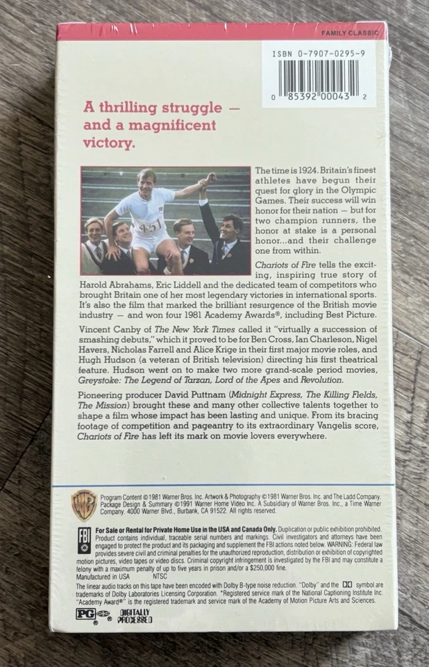 Chariots Of Fire VHS NEW Warner Video Home Ben Cross Ian Charleson Movie - Image 3 of 3