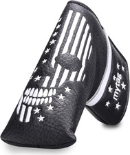 Skull Skeleton Golf Head Covers Black Synthetic Leather Golf Headcovers Set Fits