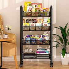 4-Tier Storage Trolley, Rolling Cart, Mesh Storage Cart, Mobile Storage Trolley