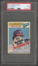 1977 Topps Baseball Unopened Cello Pack Graded PSA 9 John Ellis On Top Low Pop
