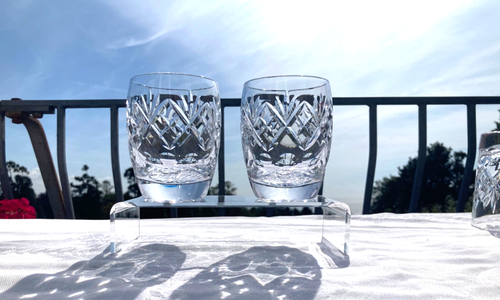 Pair Doulton / Webb Crystal "GEORGIAN" Barrel Shaped Whiskey Glass 3.75 inch - Picture 3 of 7