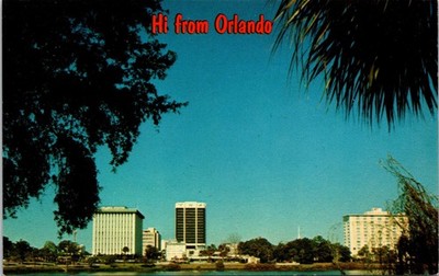 Hi From Orlando Florida FL Skyline From Lake Luzerne Unposted Postcard