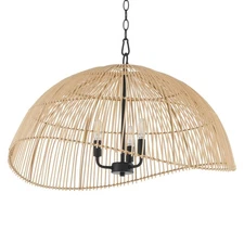 Quorum International 6903-3 Rattan 3 Light 27"W Pendant - Black