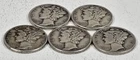 Lot of 5 Mercury Dimes 90% Silver - Various Dates Free Shipping 7 pics