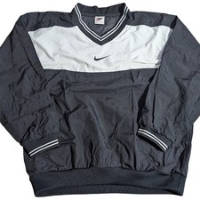 RARE VTG Nike Pullover Windbreaker Center Swoosh 90s XL/Large White/Black