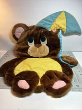 Vintage Russ Wall Hanging Soft Sculpture Decor Bear Let a Smile Umbrella Nursery