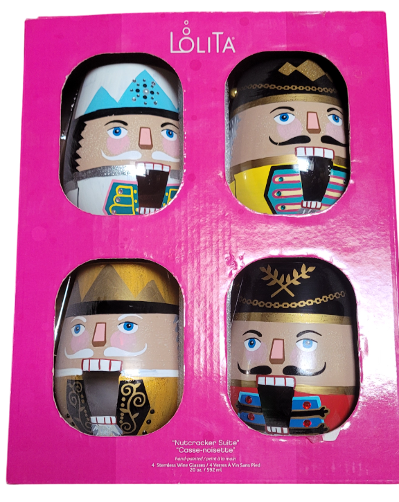 Lolita Nutcracker Suite Stemless Wine Glass Set of 4
